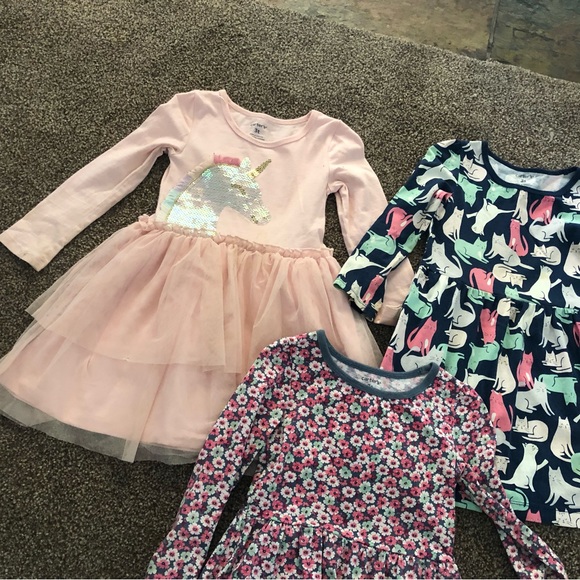 Carterβs girls 3T toddler play dresses long sleeve tulle tutu unicorn bundle lot - Picture 4 of 10